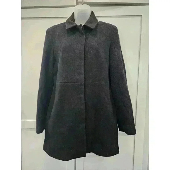 Anne Klein Jackets & Blazers - Anne Klein Black Wool Single Breasted Mid Length Coat Sz 6
